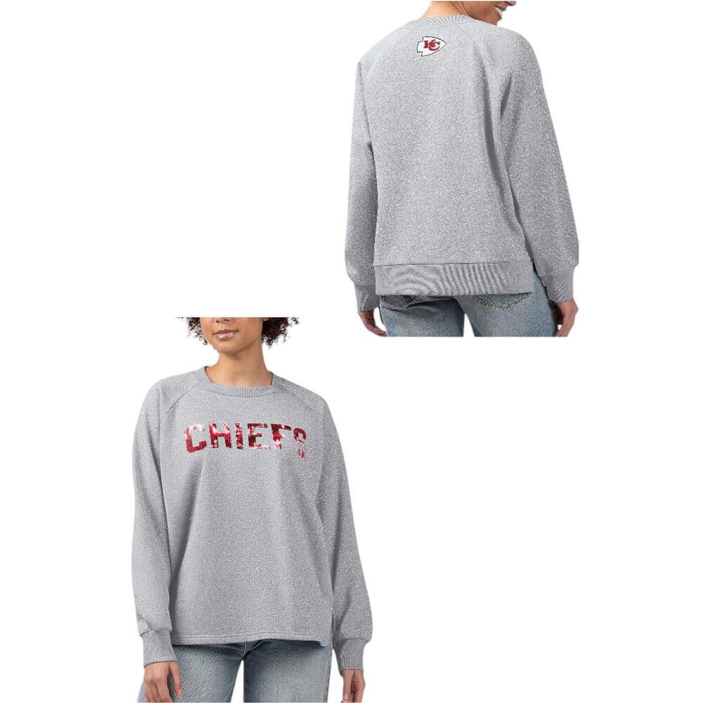 NFL Women's Shining Lurex Fleece Crewneck w Square Neckline Chiefs - Regular